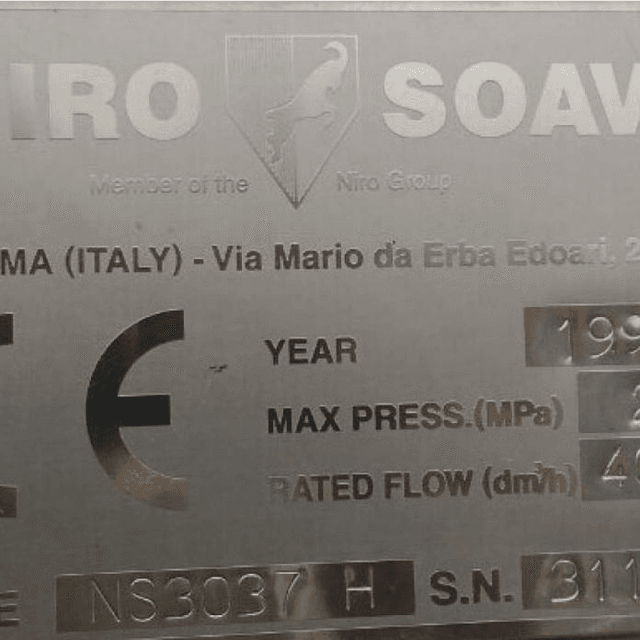 Гомогенизатор Niro soavi 4т. в час инв.1315