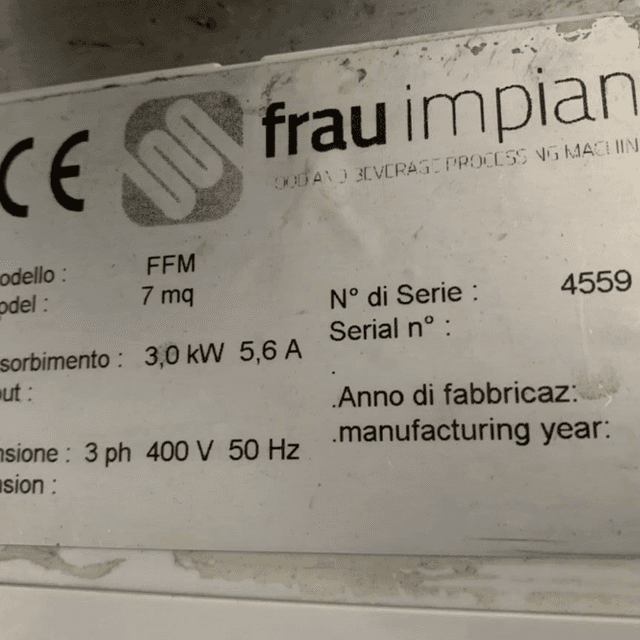 Кизельгуровый фильтр Frau impianti FFM 7mq