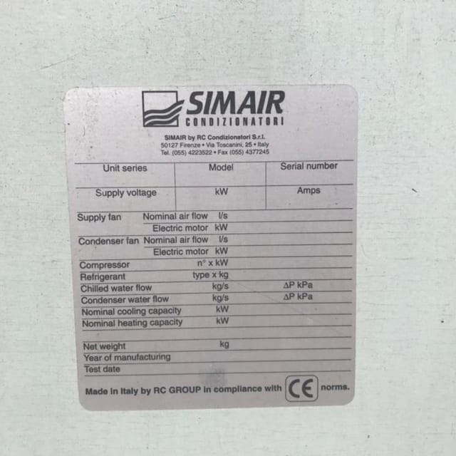 Чиллер SIMAIR  CONDIZIONATORI RC GROUP инв.10618