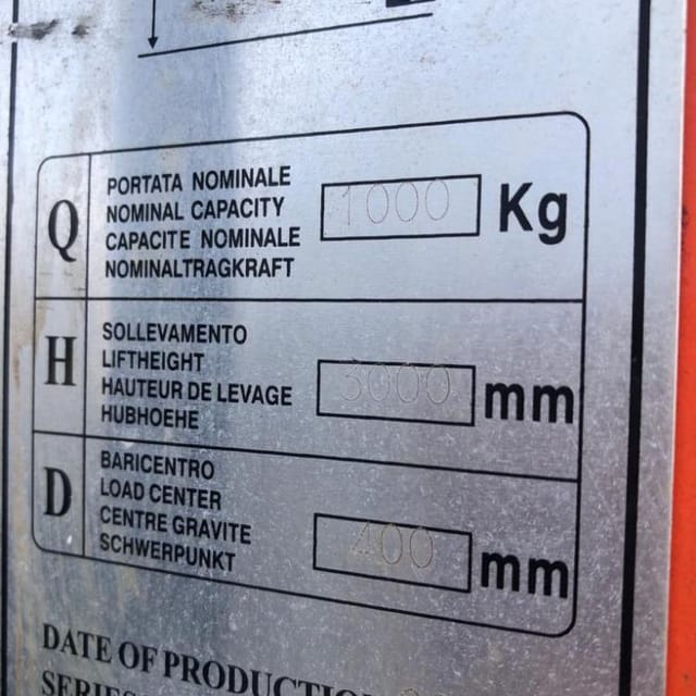 Штабелер capacity 1000 kgs инв.9945