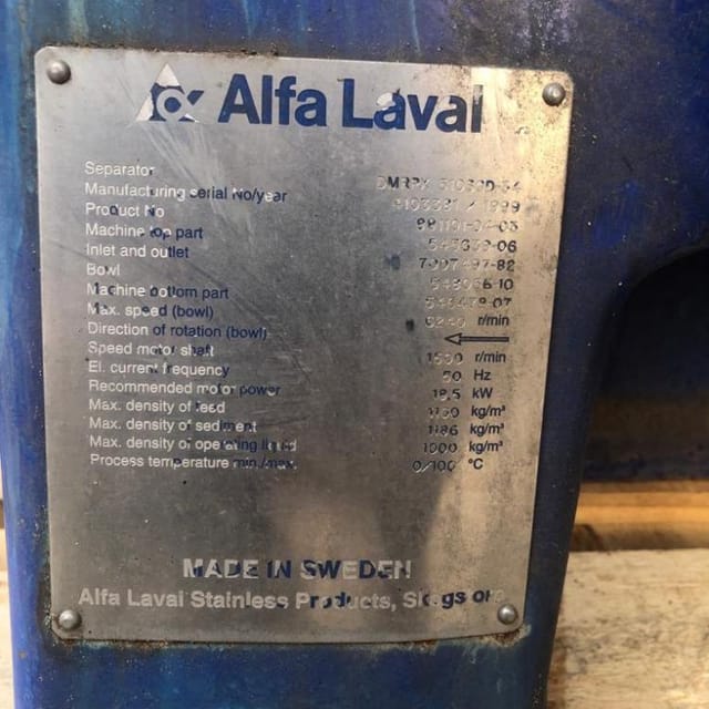 Сепаратор молокоочиститель  ALFA-LAVAL DMRPX 510CGD-34 инв.9362