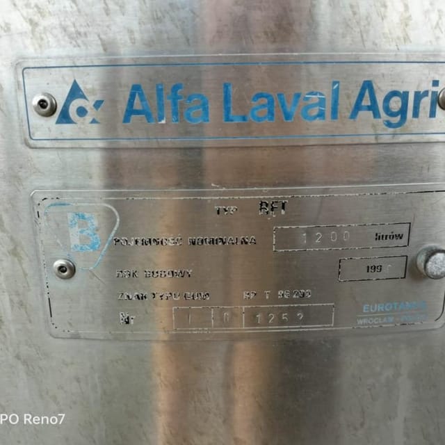 Танк охладитель ALFA LAVAL 1200л инв.9924