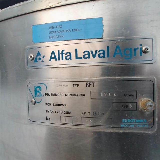 Танк охладитель ALFA LAVAL 1200л  инв.10230