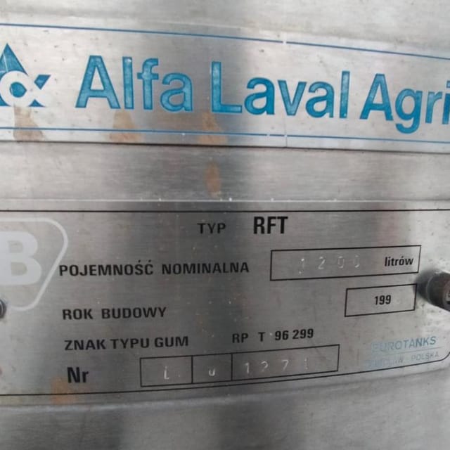 Танк охладитель ALFA LAVAL 1200л инв.10231