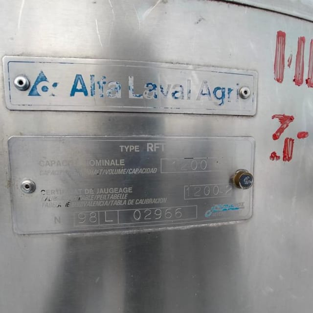 Танк охладитель ALFA LAVAL 1200л инв.10232