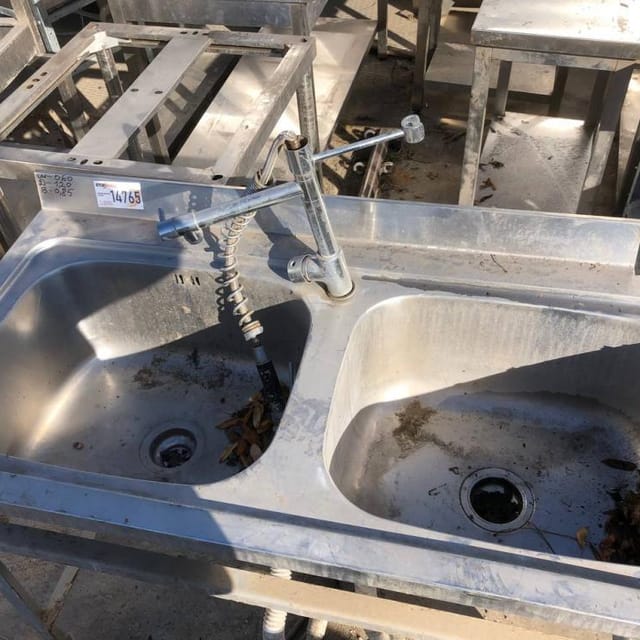 Стол с 2 раковинами из нержавейки инв.14765