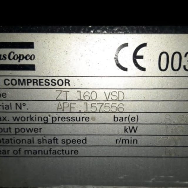 Компрессор Atlas Copco ZT 160VSD инв.8567
