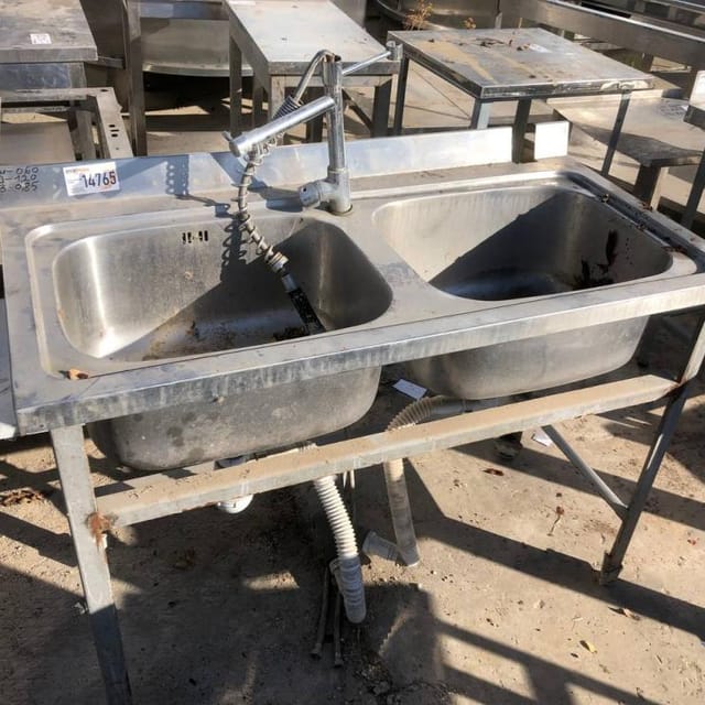 Стол с 2 раковинами из нержавейки инв.14765